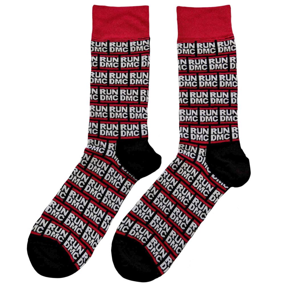 Run DMC - All Over Logo Sokken - EU 40-45 - Zwart/Rood